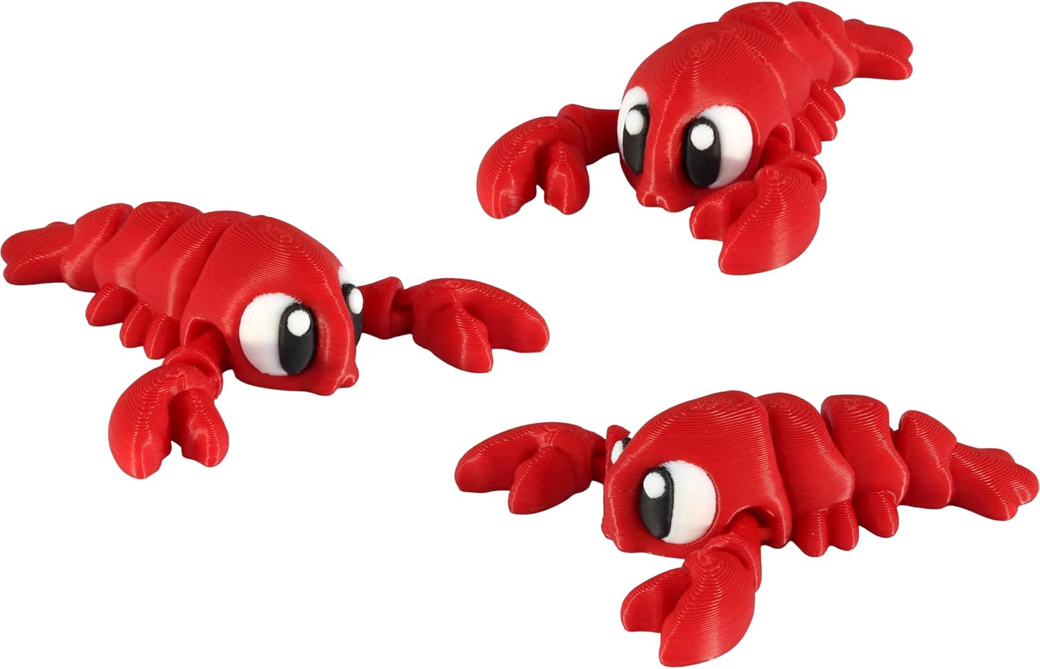 3D Printed Articulated Lobster Fidget Toy 3 Pack – Flexible Cute Animal Desk Decor, Adult Fidget Collectible by PowerTRC