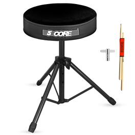 5 CORE - Drum Throne 3" Thick Padded Comfortable Guitar Stool Drummer Chair Adjustable Musician Seat - Black