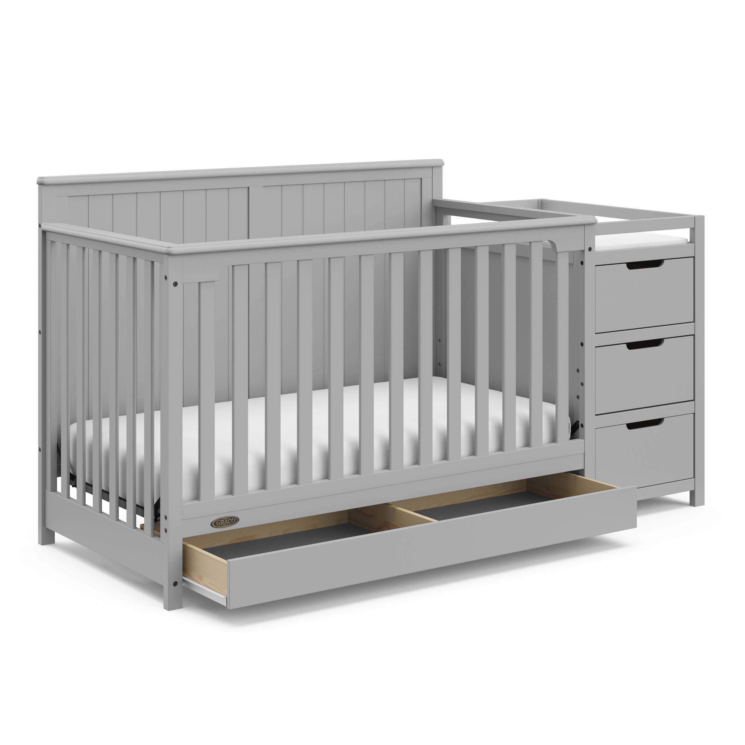 Front. Graco - Hadley 5-in-1 Convertible Crib and Changer with Drawer - Pebble Gray.