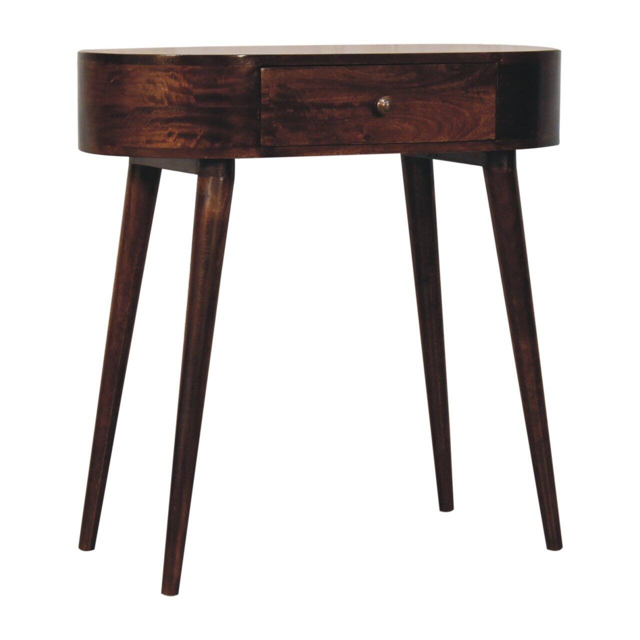 Left. Artisan Furniture - Artisan Furniture Solid Wood California Walnut Rounded Small Console Table, 1 Drawer, Brown - Brown.