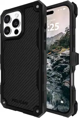 Pelican - Shield Carbon Fiber with MagSafe Case and Holster - iPhone 16 Pro Max - Black