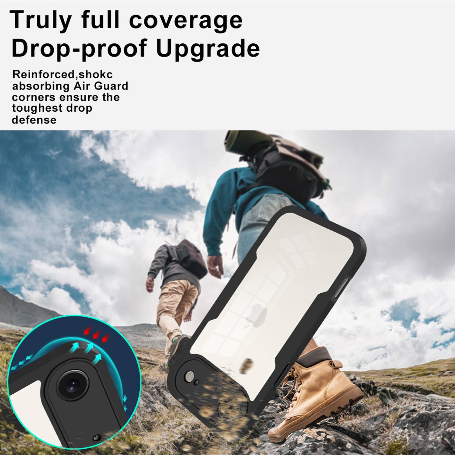 Truly full coverage Drop-proof Upgrade

Reinforced, shock absorbing Air Guard corners ensure the toughest drop defense
