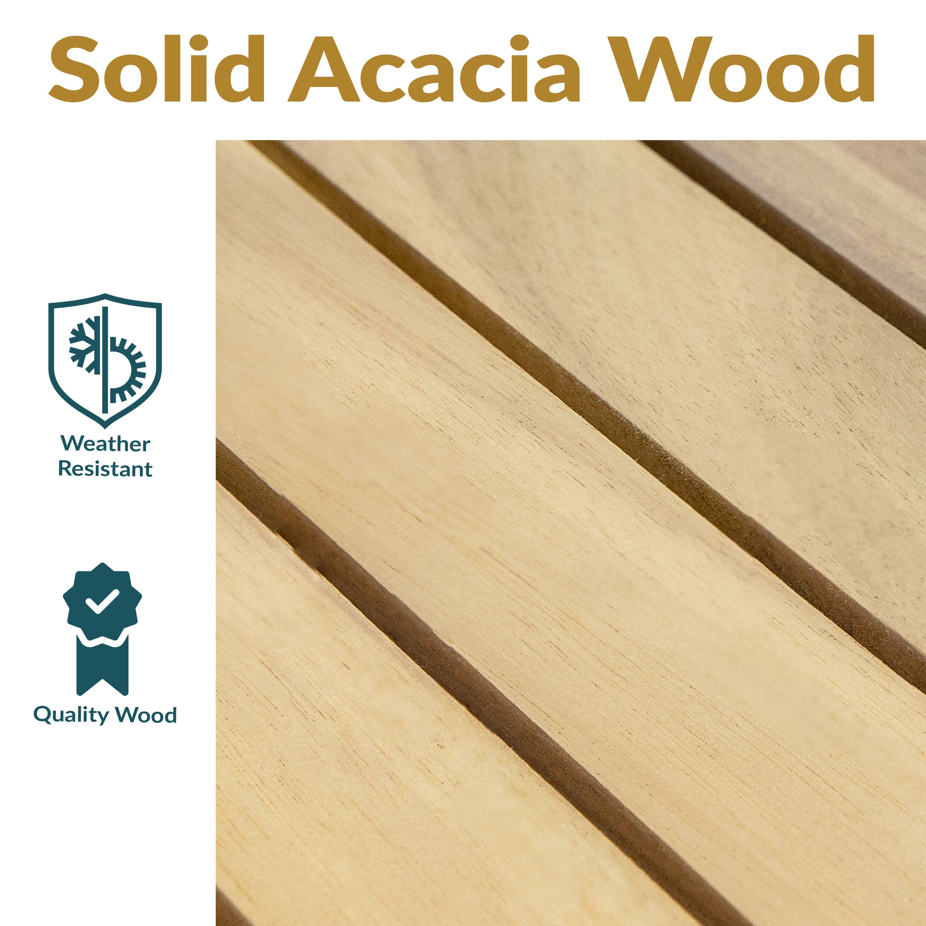 Solid Acacia Wood

- Weather Resistant
- Quality Wood