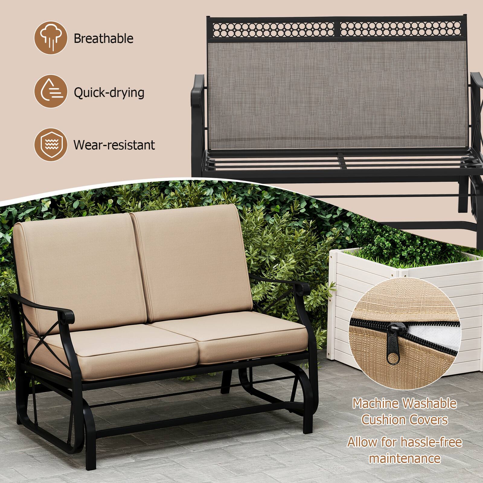 - Breathable
- Quick-drying
- Wear-resistant

Machine Washable Cushion Covers Allow for hassle-free maintenance