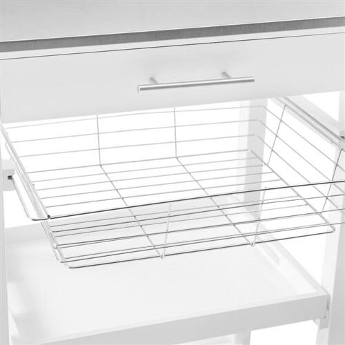Alt View 2. SlickBlue - Kitchen Storage Cart with Drawer and Stainless Steel Top - White.