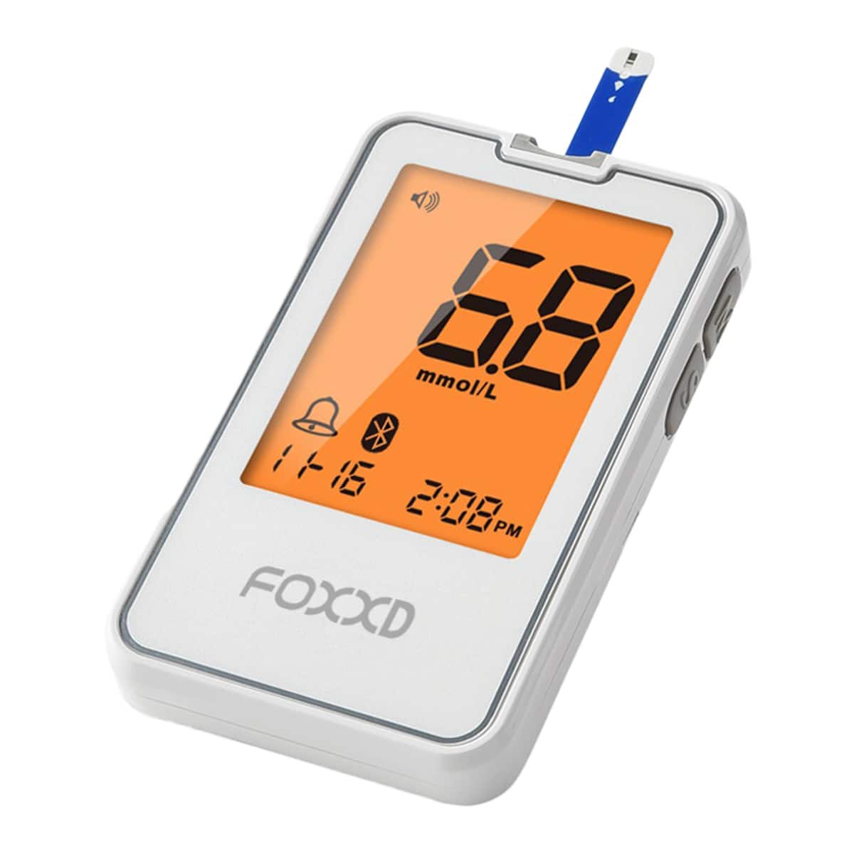 Foxxd - MG1 Blood Glucose Meter 6s Fast Test 0.7μL Tiny Sample Bluetooth Sync 448 Memories - White