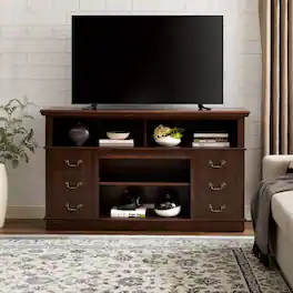 APRILSOUL - Traditional TV Media Stand Farmhouse Entertainment Console for TV Up to 65in with Open and Closed Storage Space - Espresso
