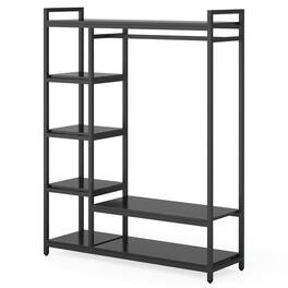 Kadyn - Freestanding Closet Organizer with 6 Shelves and Hanging Bar - Black