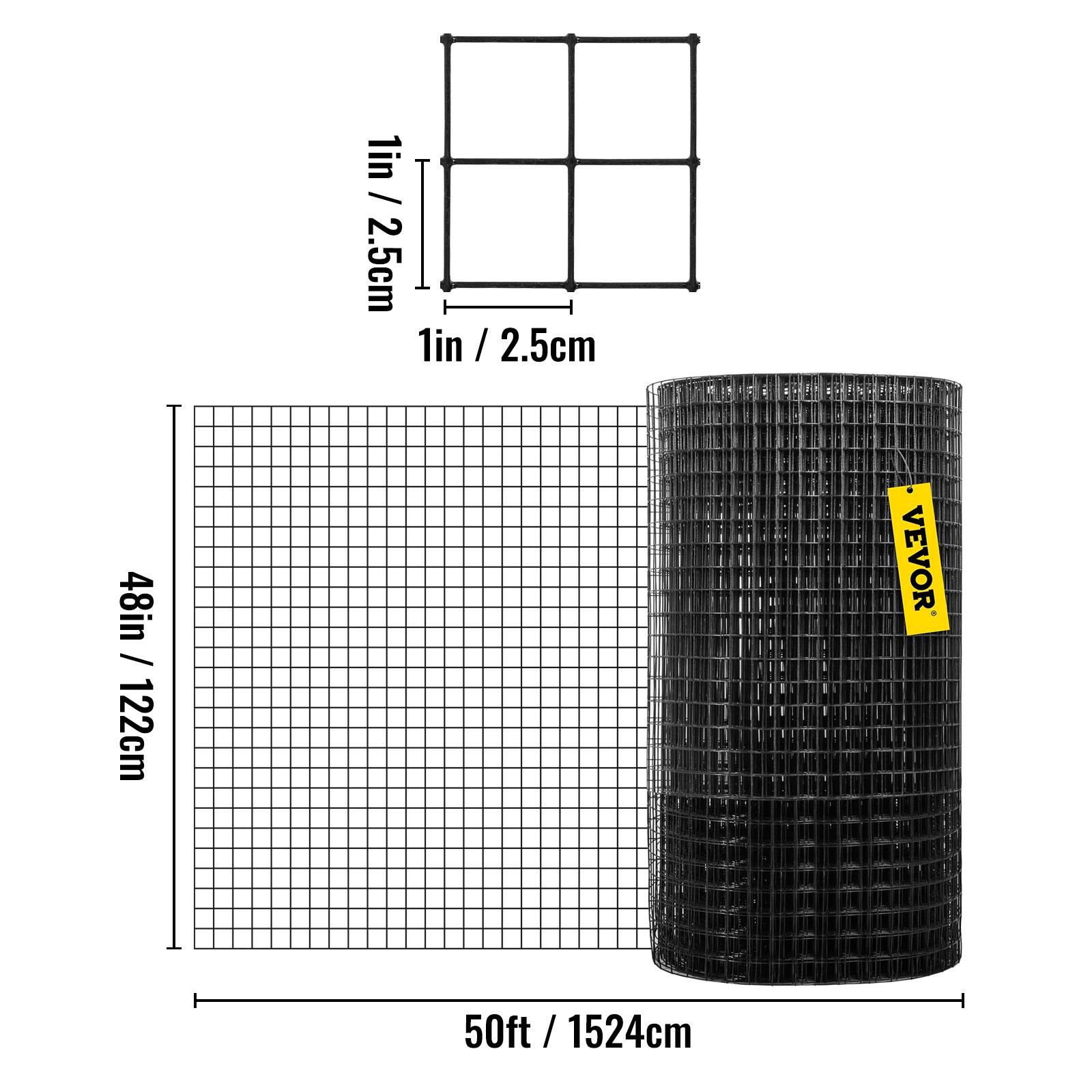 1in / 2.5cm  
1in / 2.5cm  
48in / 122cm  
50ft / 1524cm  
VEVOR