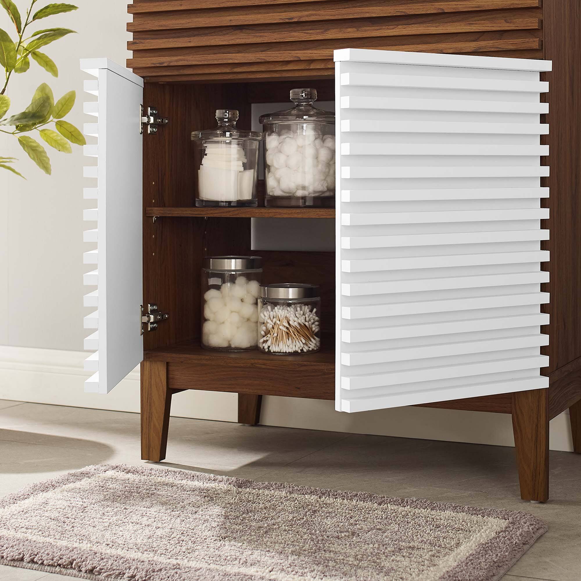 Back. Modway - Render 30" and 36" Bathroom Cabinets Basin Not Included - White Walnut.