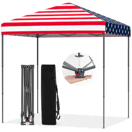 Front. Gymax - Gymax Patio 6.6x6.6ft Outdoor Pop-up Canopy Tent UPF 50+ Portable Sun Shelter Pink - Pink.