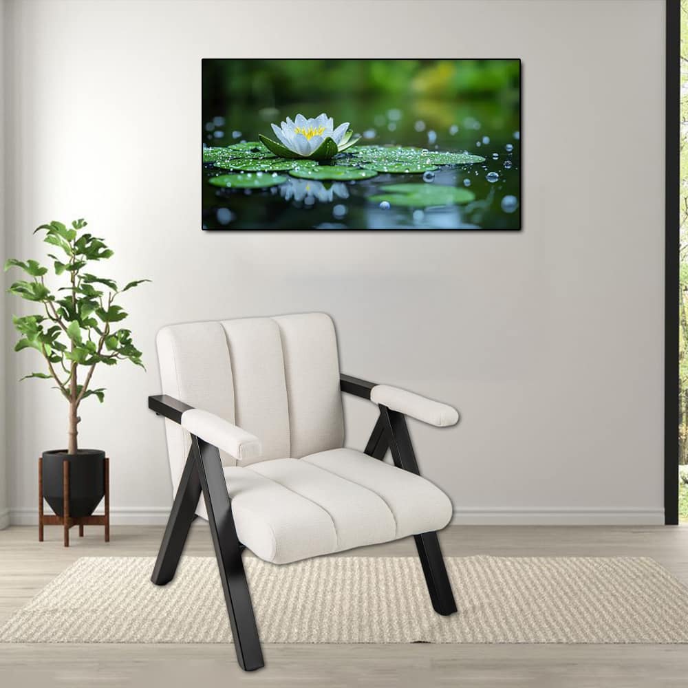 Hivvago - Large Modern Armchair with Metal Frame and Comfortable Armrests - Beige