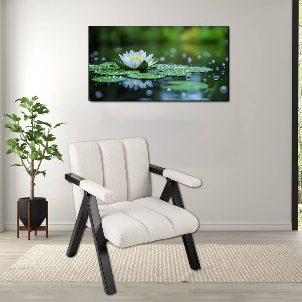 Hivvago - Large Modern Armchair with Metal Frame and Comfortable Armrests - Beige