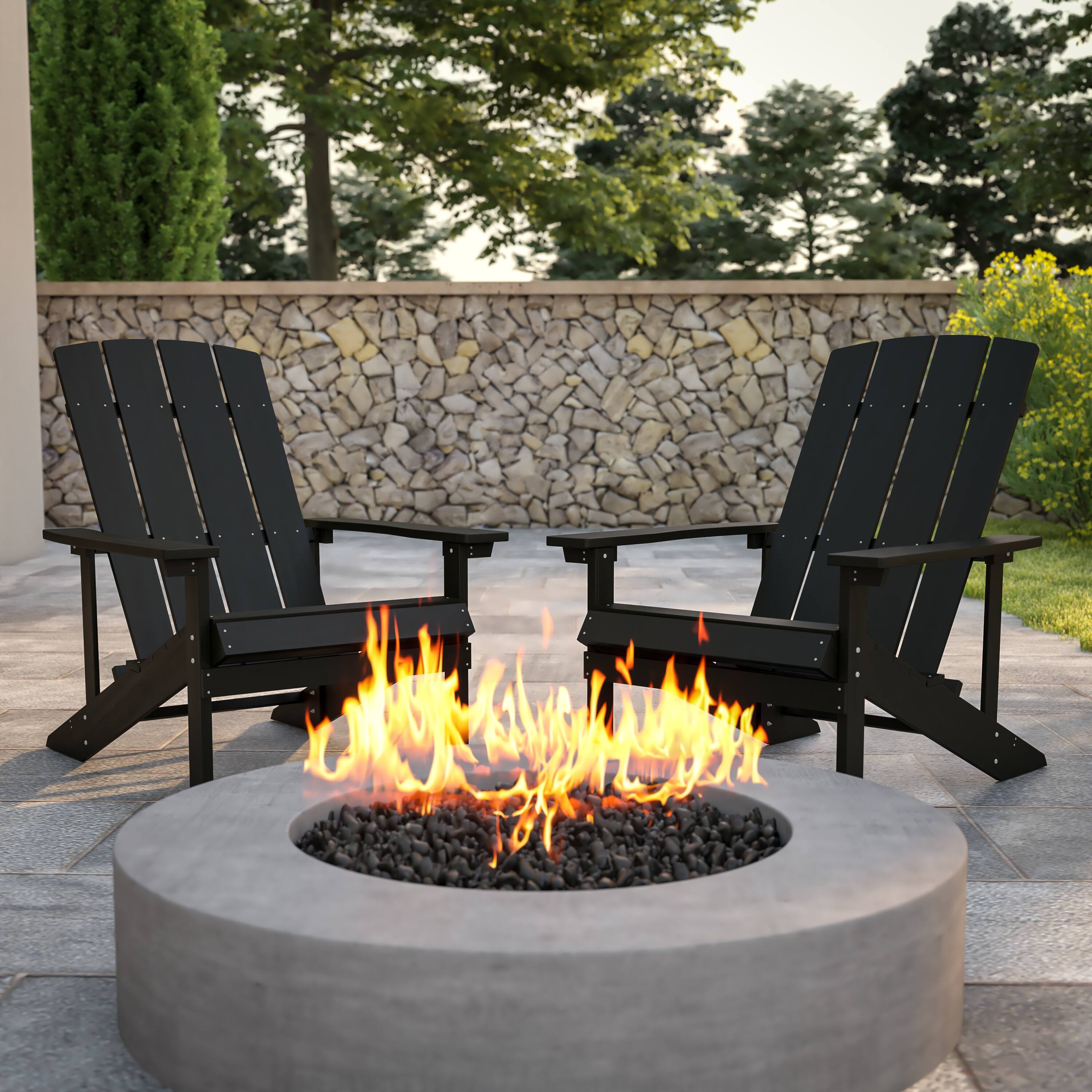 Alt View 2. Emma + Oliver - 2 Pack Outdoor All-Weather Poly Resin Wood Adirondack Chairs - Slate Gray.