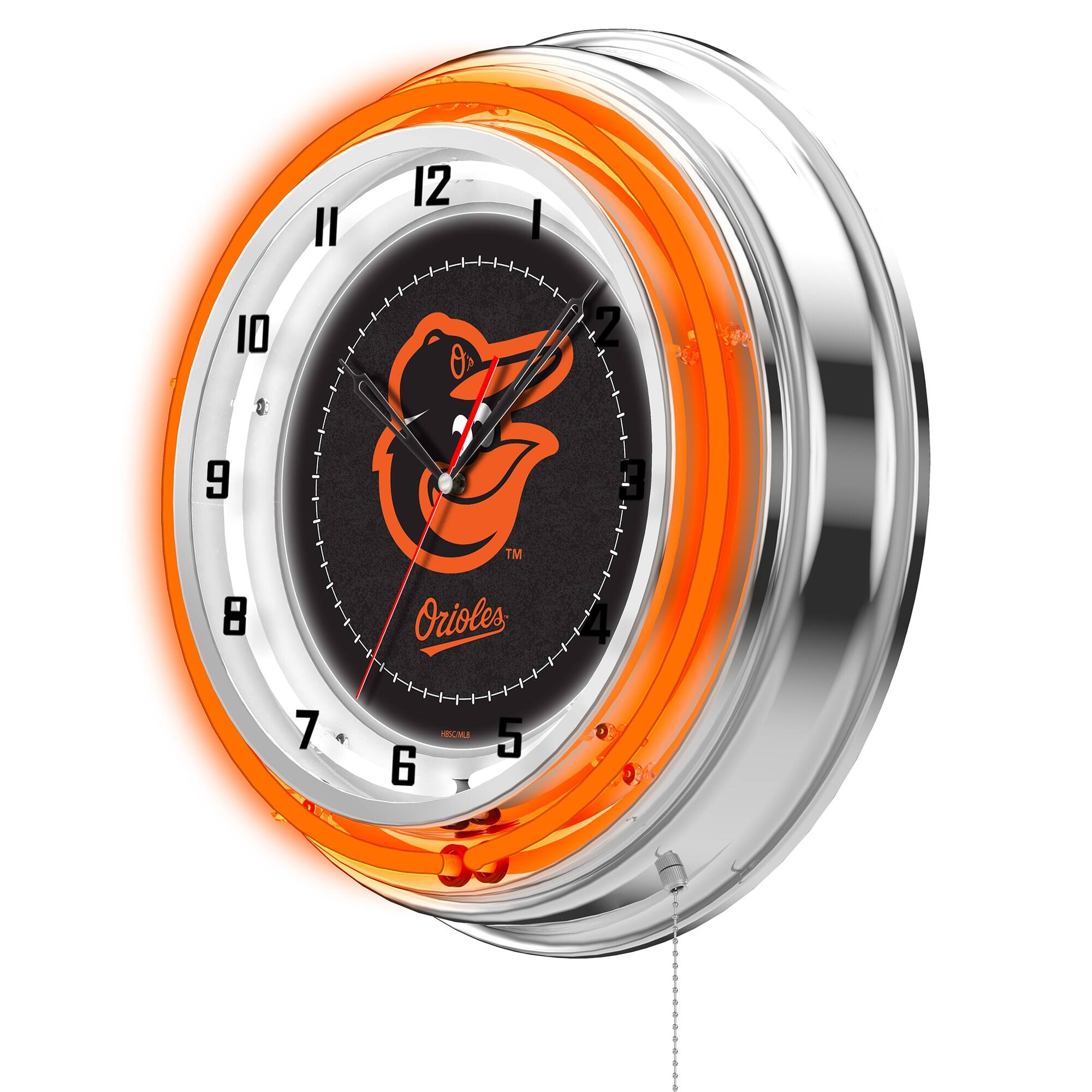 Alt View 1. Holland Bar Stool Co. - Baltimore Orioles 19" Double Neon Wall Clock - Multicolor.