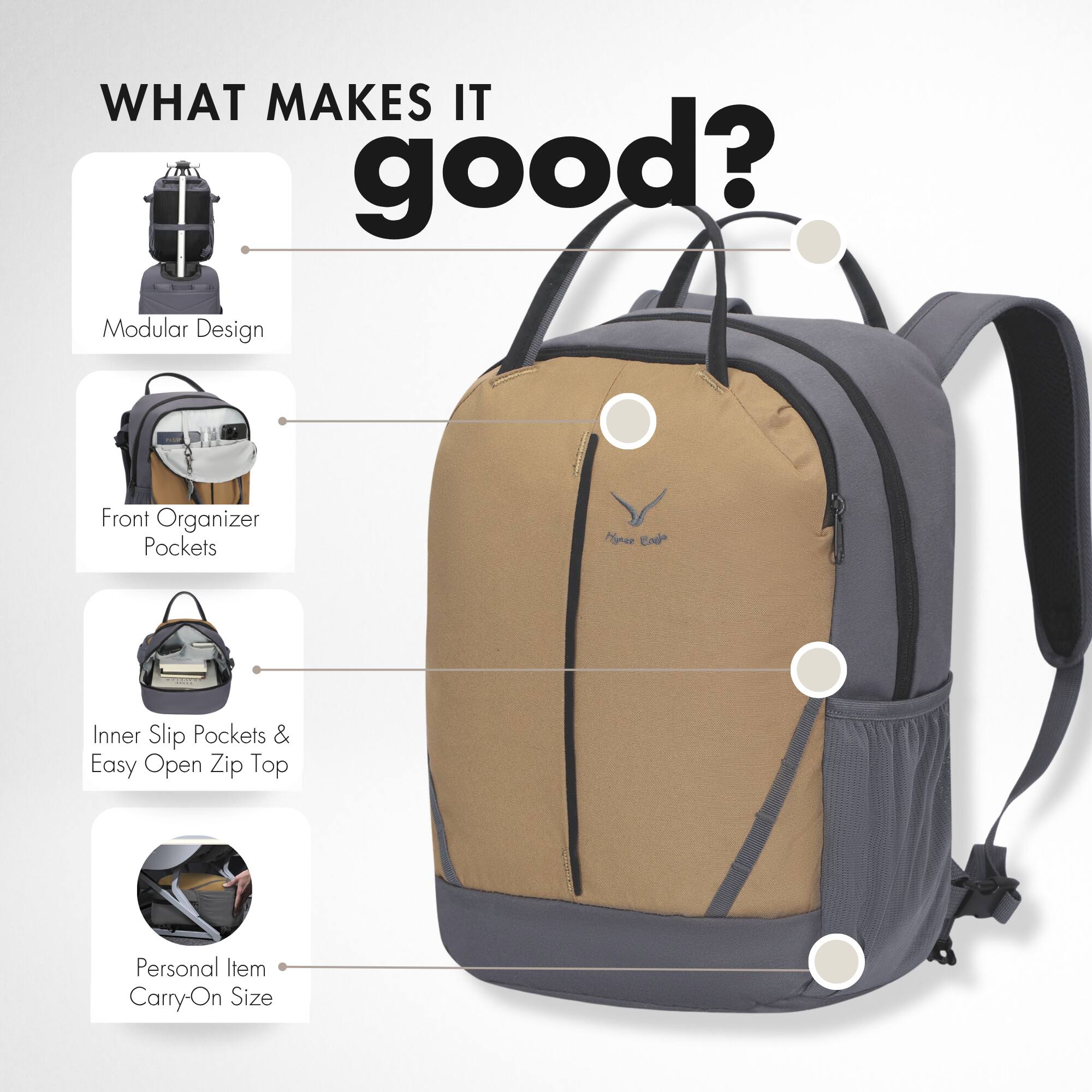WHAT MAKES IT good?
- Modular Design
- Front Organizer Pockets
- Inner Slip Pockets & Easy Open Zip Top
- Personal Item Carry-On Size