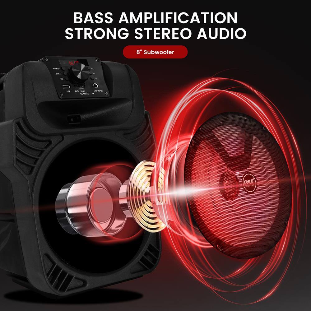 BASS AMPLIFICATION  
STRONG STEREO AUDIO  

8" Subwoofer  

PYLE