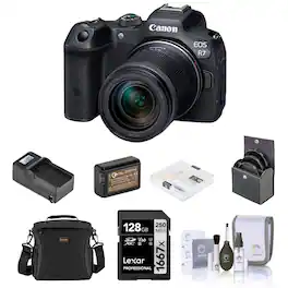 Bundle - Canon - EOS R7 Mirrorless Camera with RF-S 18-150mm f/3.5-6.3 Lens, w/Extra Battery, Smart Charger, 128GB Memory