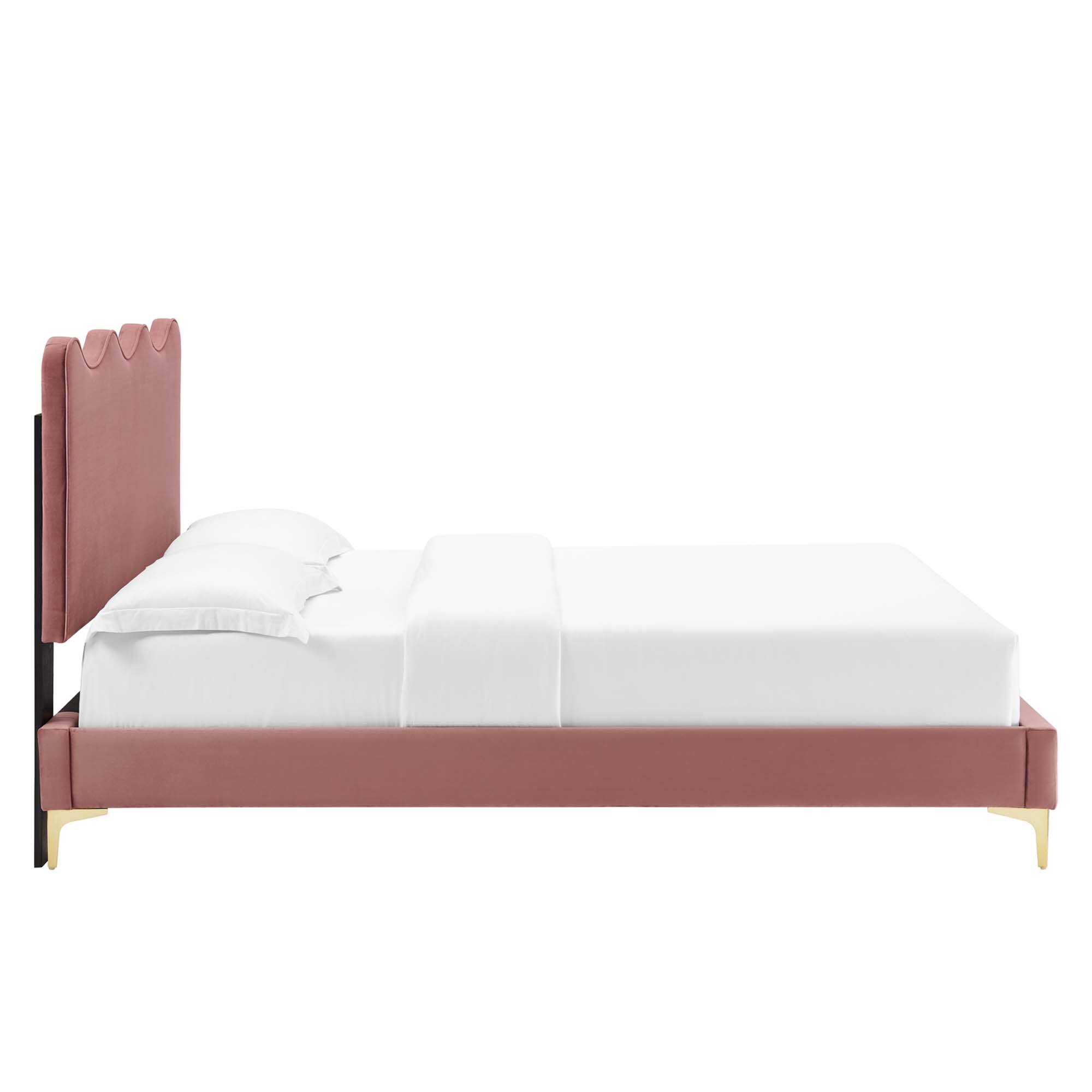 Alt View 6. Modway - Current Performance Velvet Queen Platform Bed - Red.