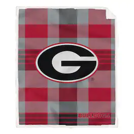 Pegasus - Georgia Bulldogs 60" x 70" Plaid Steel Royal Plush Sherpa Blanket - Multicolor