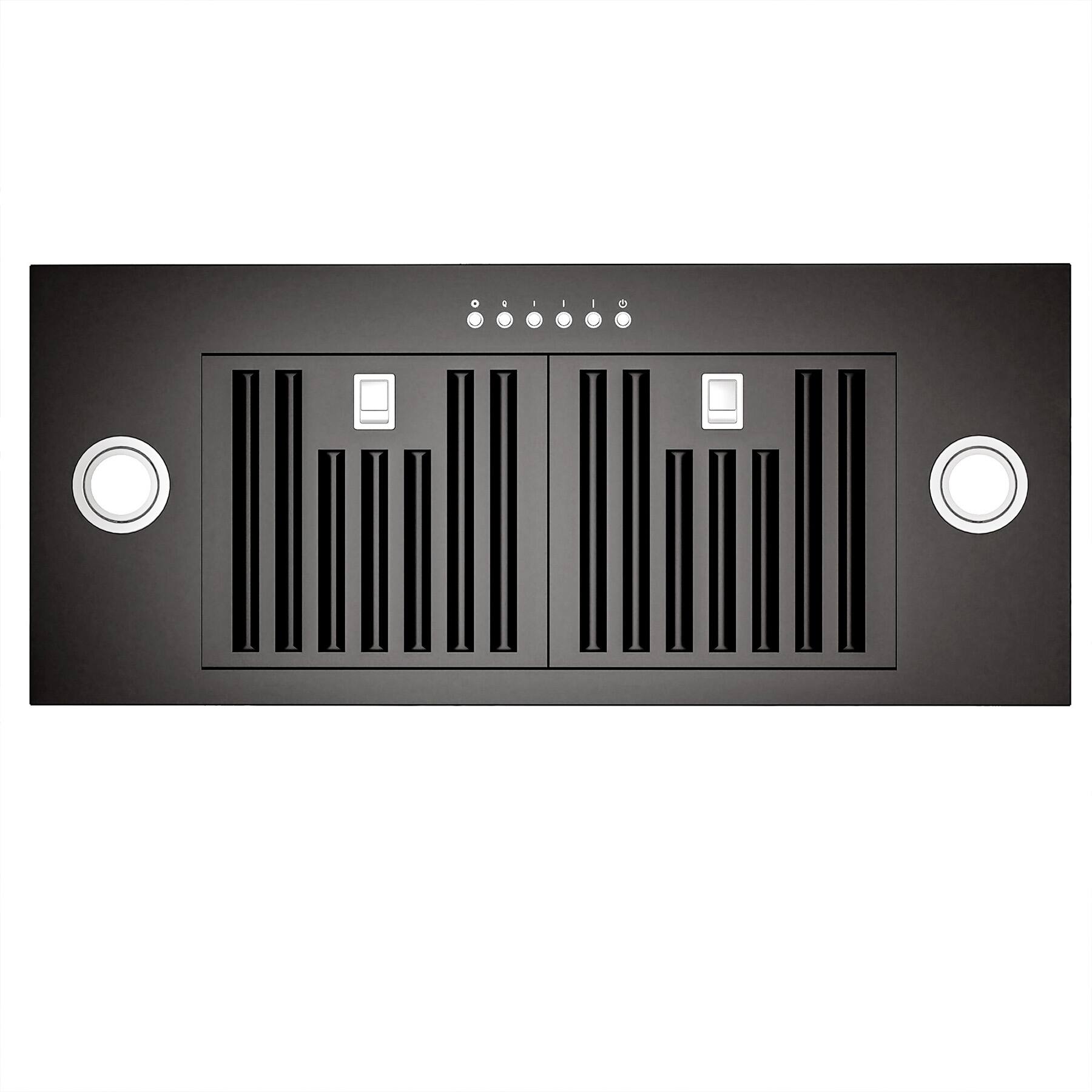 Angle. Onefly - 30 inches - Convertible - Insert Range Hood - Black Stainless Steel.