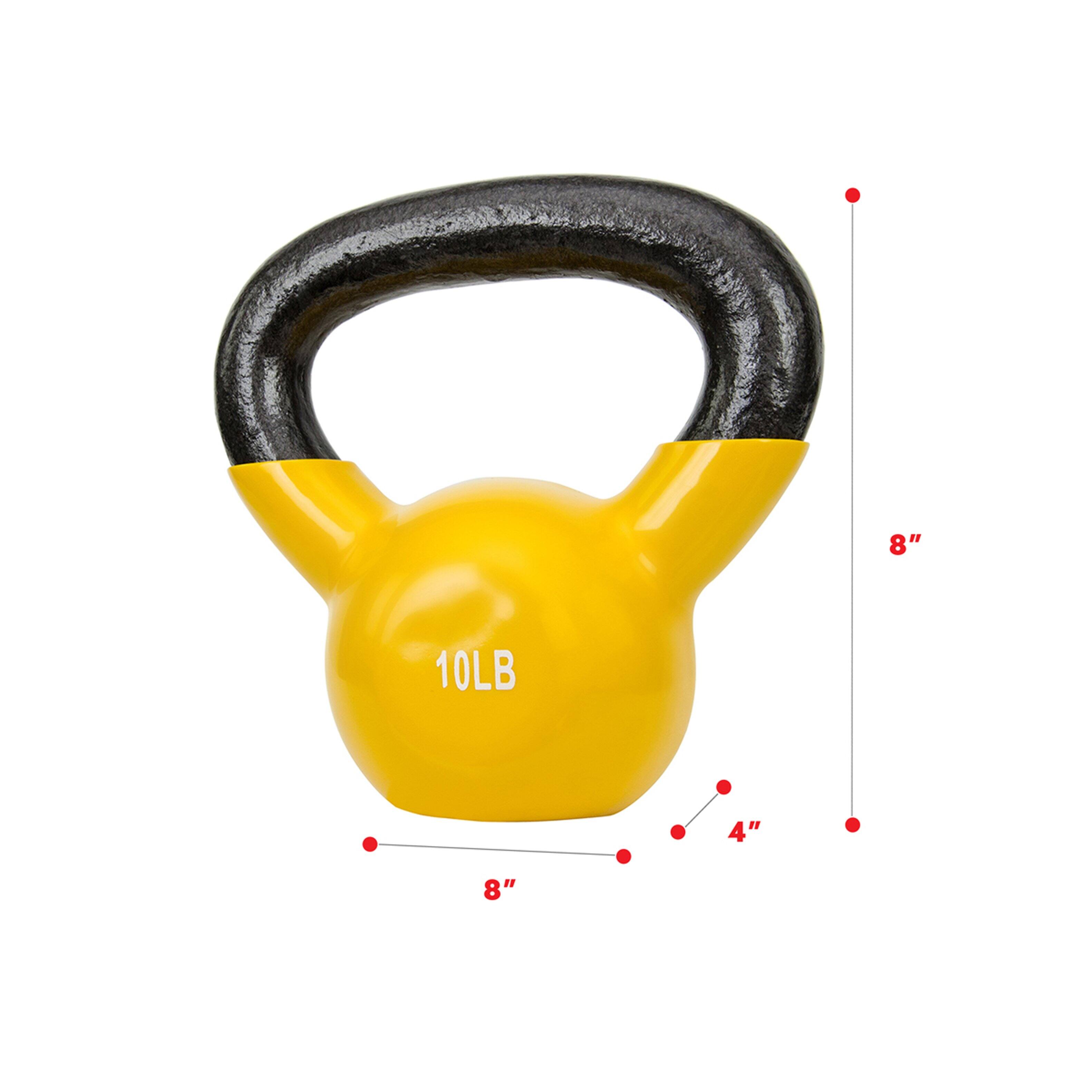 Angle. Sunny Health & Fitness - Vinyl Coated Kettlebell 10lbs - Yellow.
