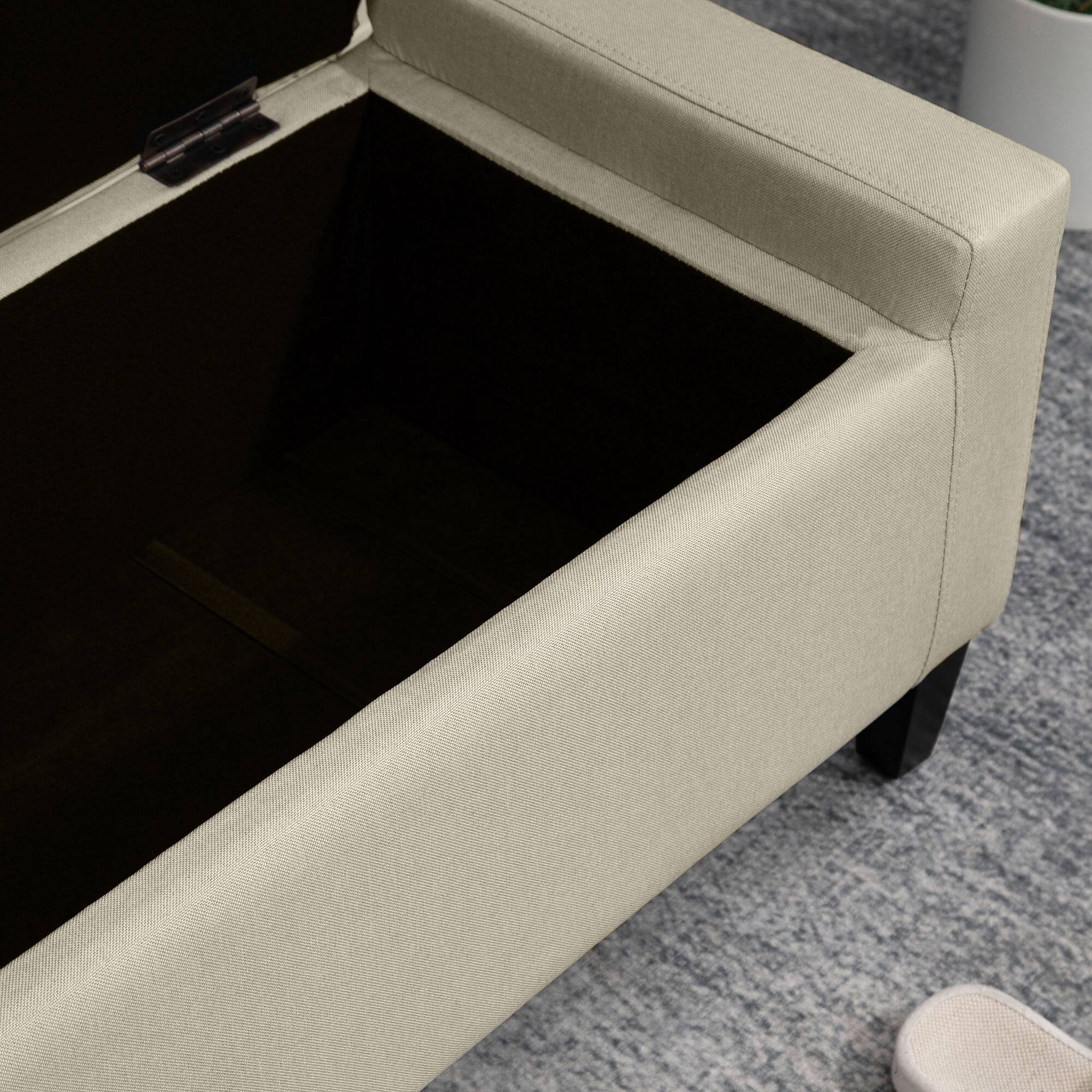 Alt View 7. Homcom - Storage Ottoman, Linen Upholstered Storage Bench with Lift Top and Button Tufted for Living Room - Beige.