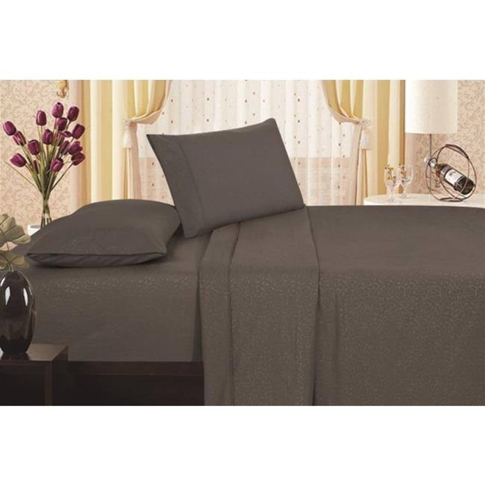 Angle. Plazatex - Plazatex Gray Vine Print Microfiber Sheet Set - Soft and Wrinkle-Free - gray.