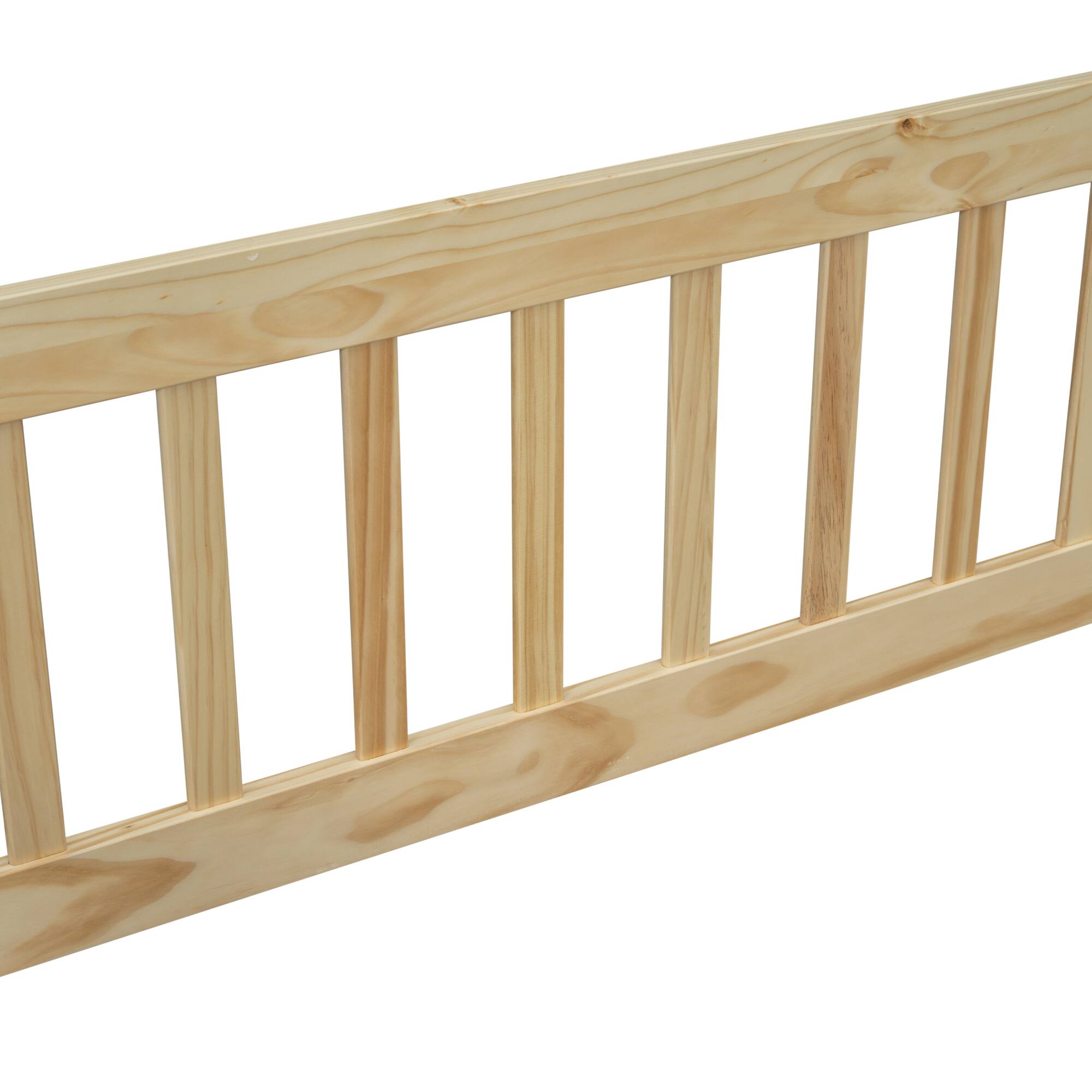 Alt View 1. GOODSILO - House-Shaped Twin Floor Bed with Safety Fence and Guardrails for Children's Playful Sleep Space - Natural.