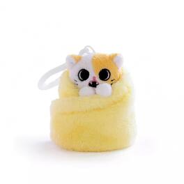 Uncute - Purritos 3 Inch Cat In Blanket Plush Key Ring - Pork Bun - Beige