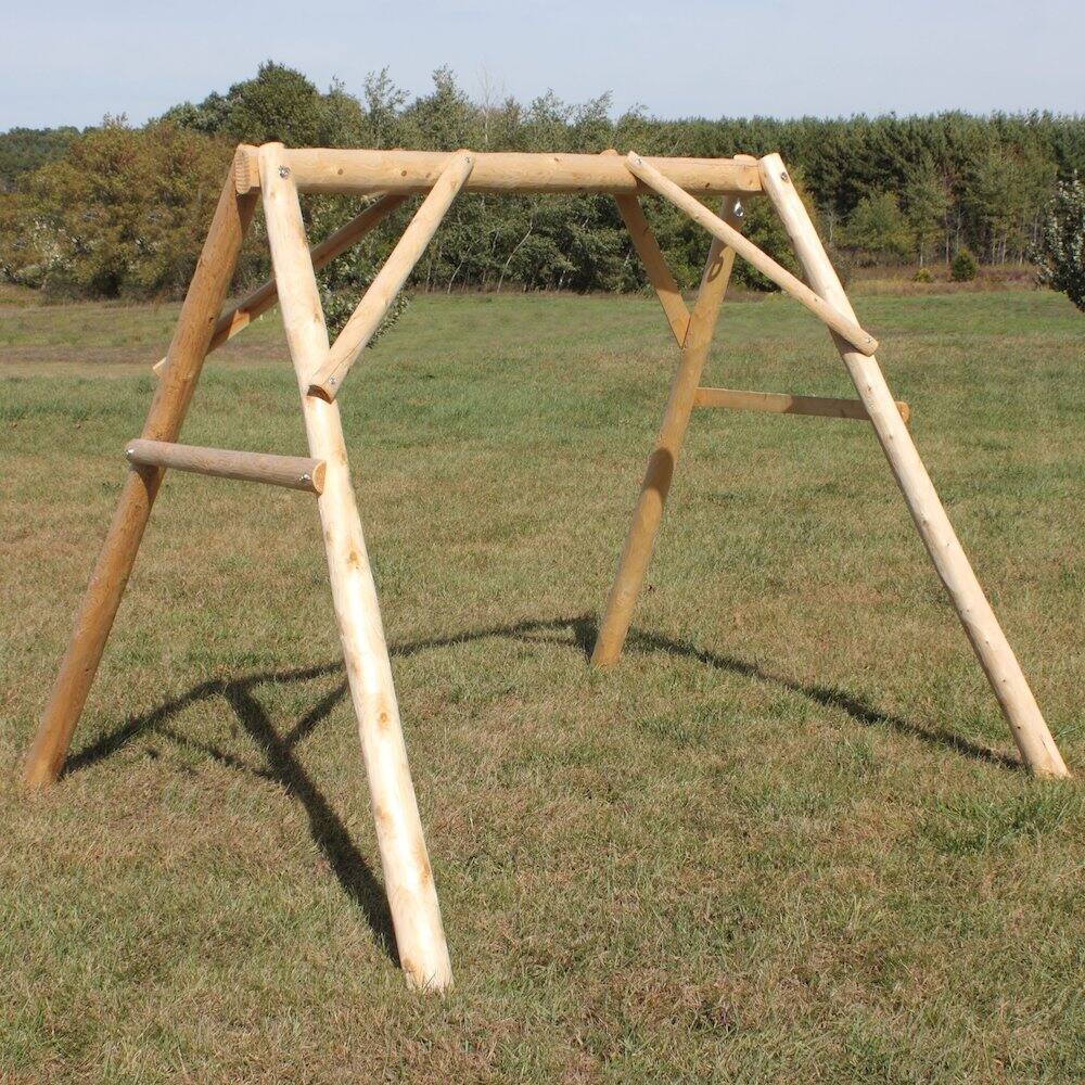 Alt View 1. Contoured Comfort - 4' Cedar Log A-Frame for Swings - Brown.