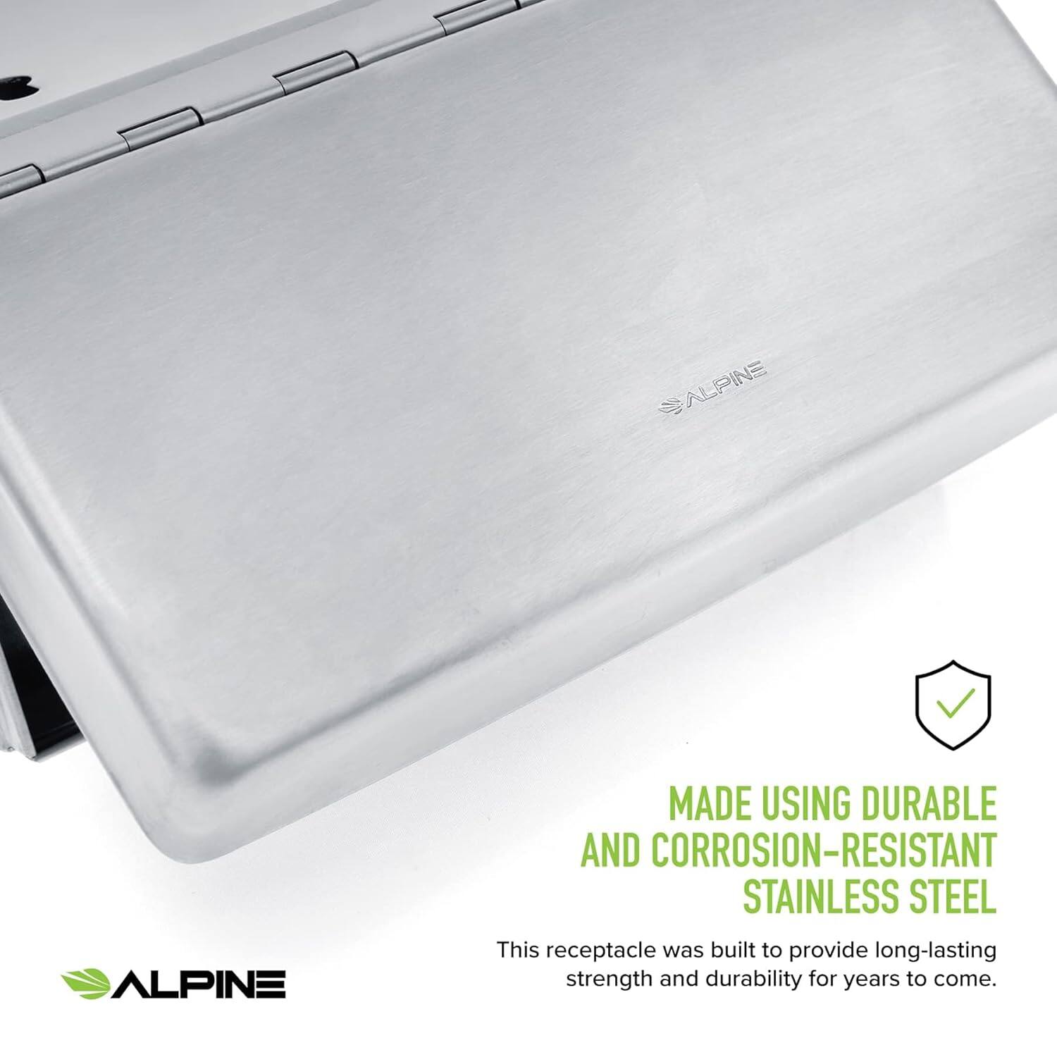 SALPINE, MADE USING DURABLE AND CORROSION-RESISTANT STAINLESS STEEL, This receptacle was built to provide long-lasting strength and durability for years to come.