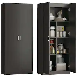 Homcom - Pantry Cabinet, 71" Tall Kitchen Pantry Storage Cabinet with Soft-Close Hinges - Dark Brown