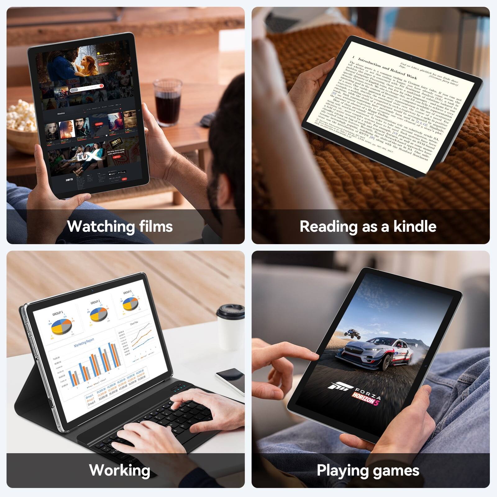 Watching films  
Reading as a kindle  
Working  
Playing games