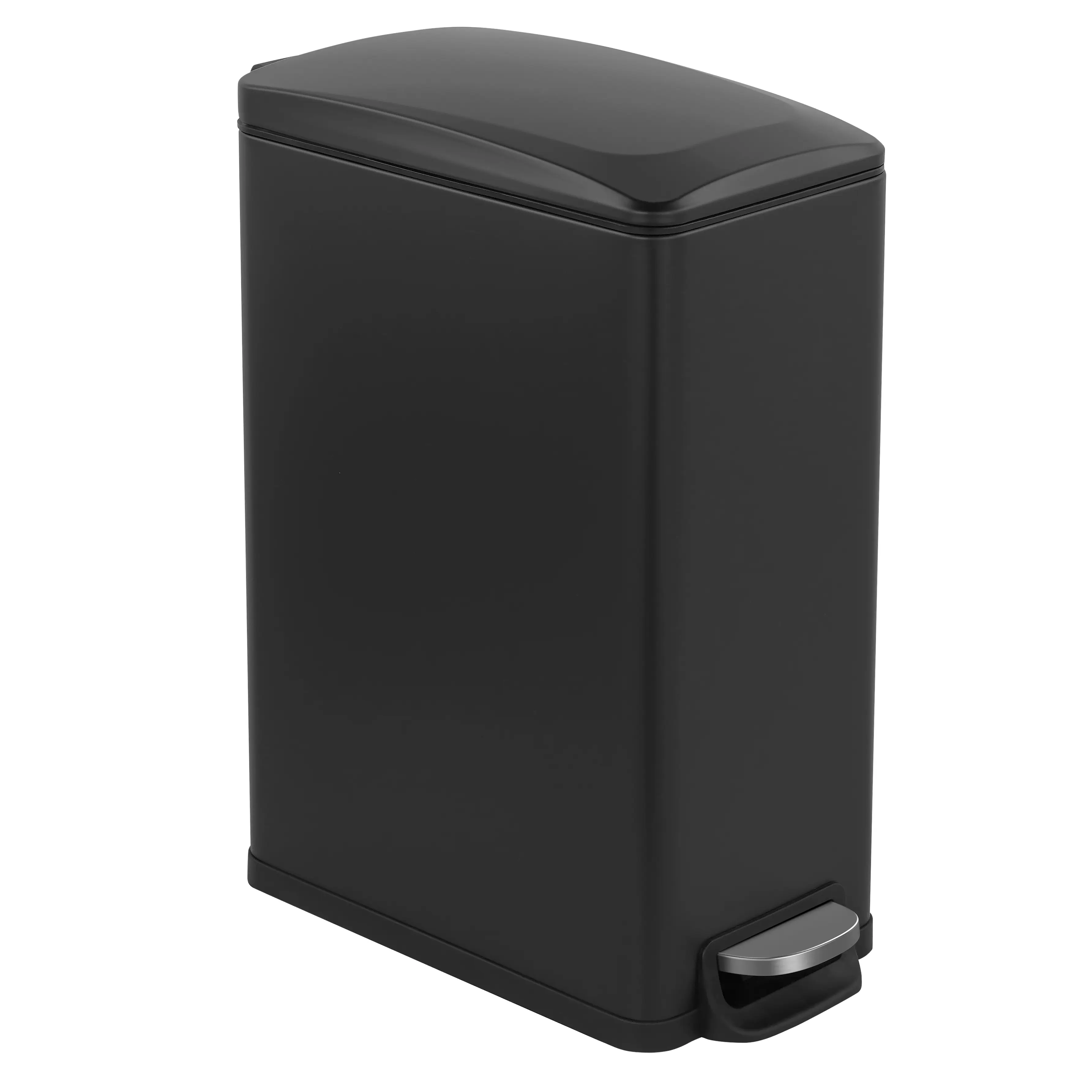 Innovaze - 11.9 Gal./ 45 Liter Slim Stainless-Steel-Made Matt Black Step-on kitchen Trash Can - Matte Black