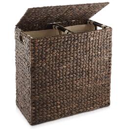 Casafield - 2-Section Laundry Hamper Basket with Removable Liner Bags for Clothes - Espresso