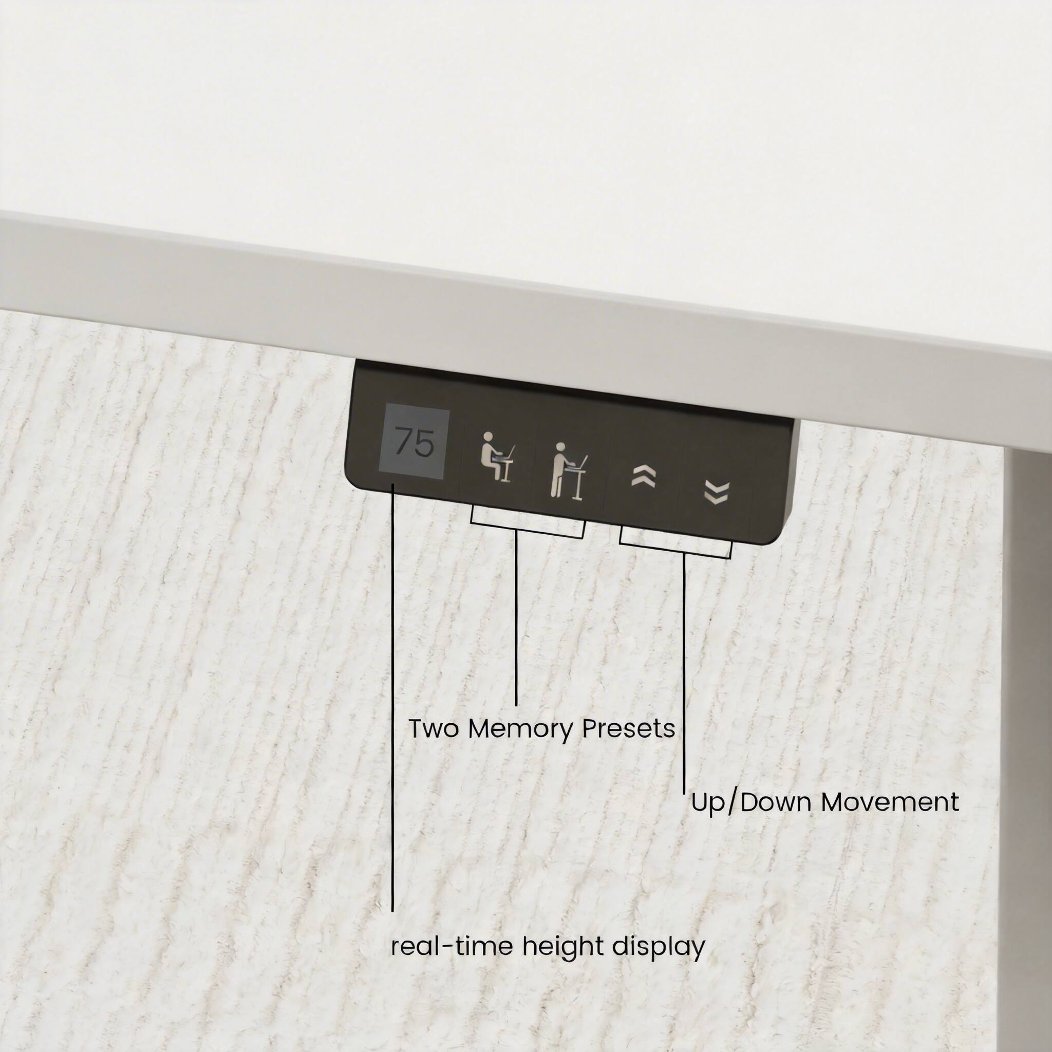 75 Two Memory Presets Up/Down Movement real-time height display