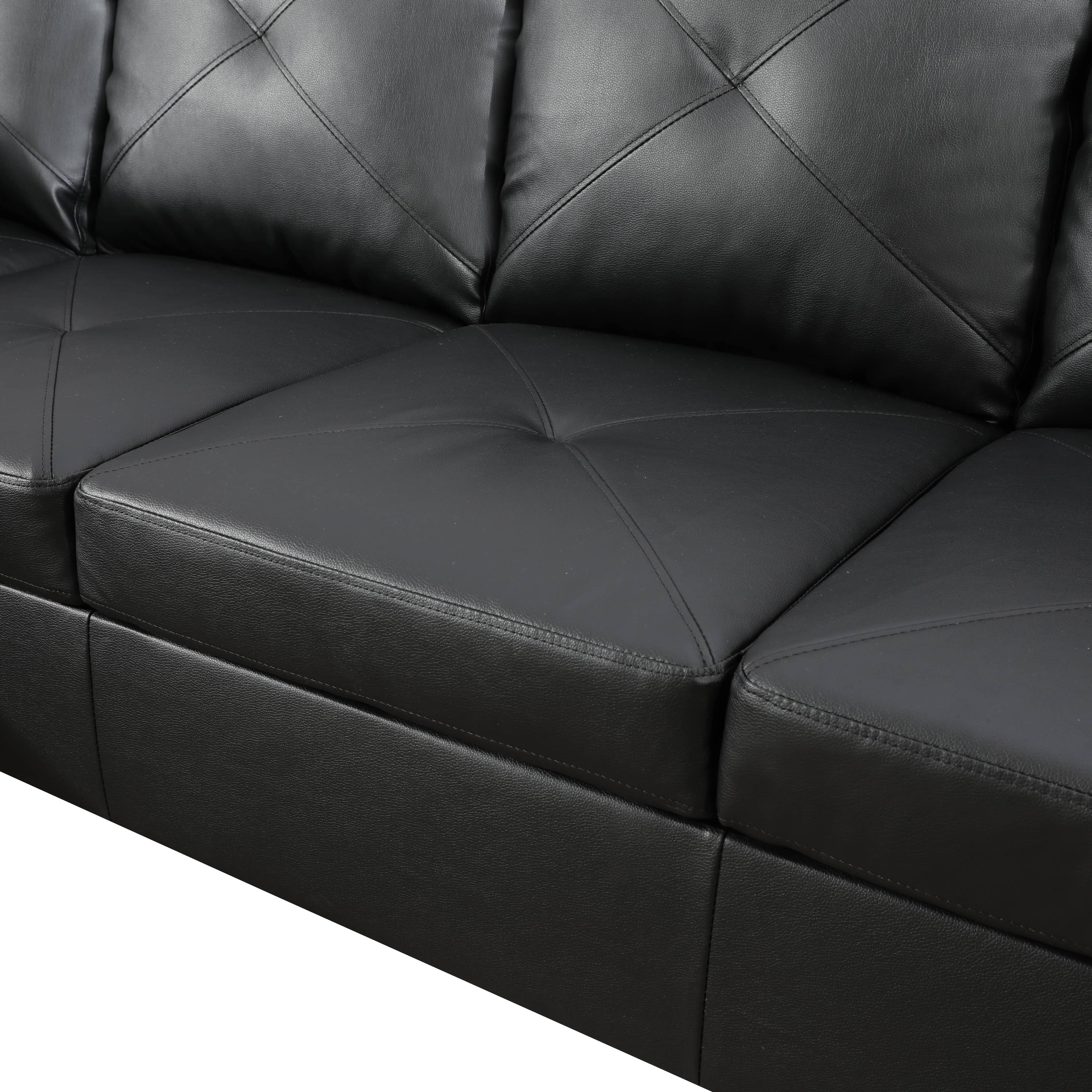 Alt View 10. Boyel Living - Premium Semi PU Upholstered Sofa Solid Wood Frame Double Spring with Right Chaise Lounge - Black.
