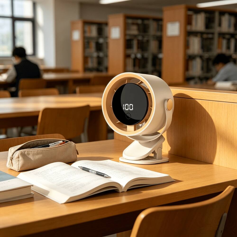Alt View 8. Loheer - Loheer 100 Speed Clip On Fan Portable Desk Fan Rechargeable with LED Display and Hook Beige.