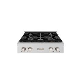 ZLINE - 30 in. Paramount Gas Rangetop with 4 Burners and Porcelain Cooktop (SRT30) - Stainless Steel