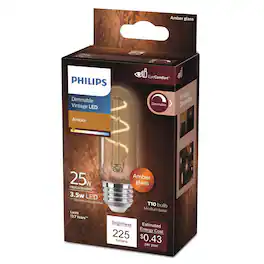 Philips - T10 E26 (Medium) LED Bulb Amber 25 Watt Equivalence 1 pk