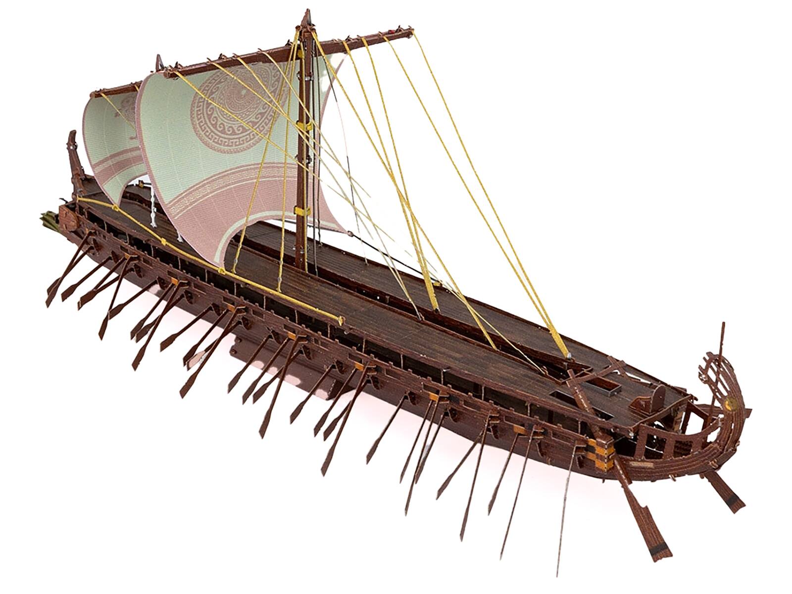Left. Metal Earth - Model Kit Greek Trireme Warship (Expert Difficulty) Steel Model by Metal Earth - Brown.