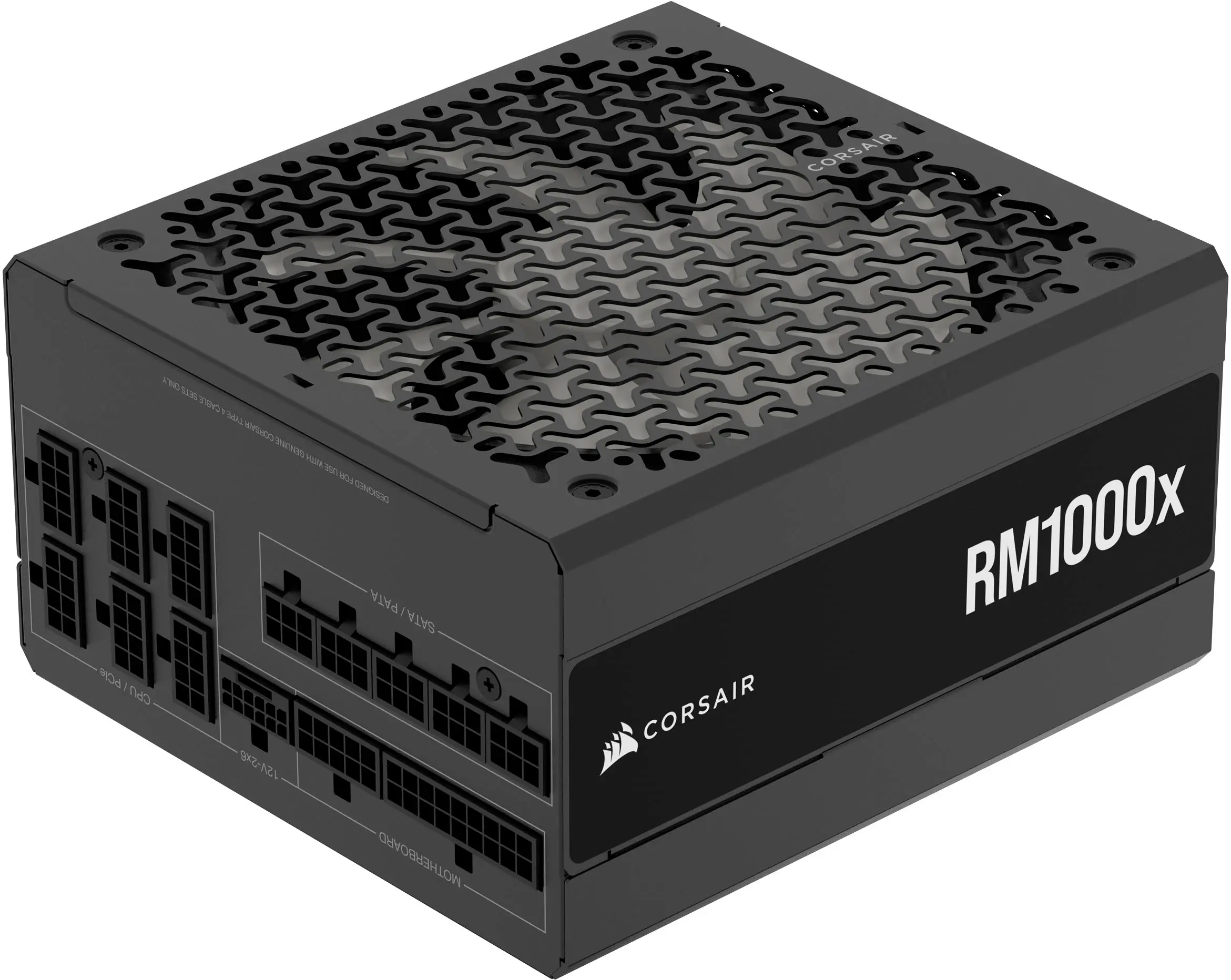 Corsair RM1000x is a powerful computer component that serves as a power supply unit. It is designed to provide efficient and reliable power to the motherboard and other components of a computer system. The RM1000x features a sleek black design and is equipped with a high-quality fan to ensure proper cooling. It is compatible with both SATA and PATA drives, making it suitable for a wide range of computer systems.