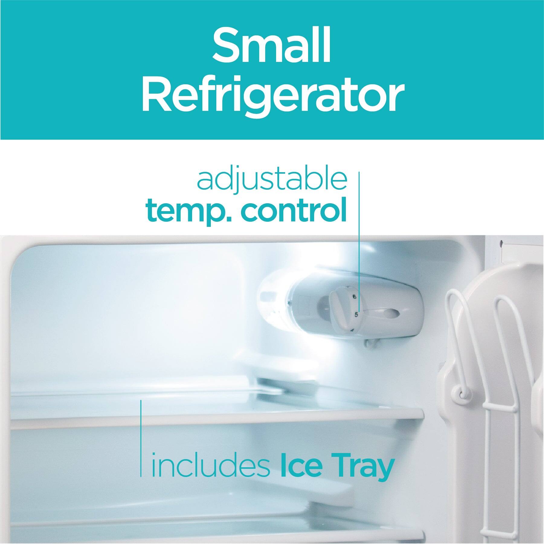 Small Refrigerator, adjustable temp. control, includes Ice Tray