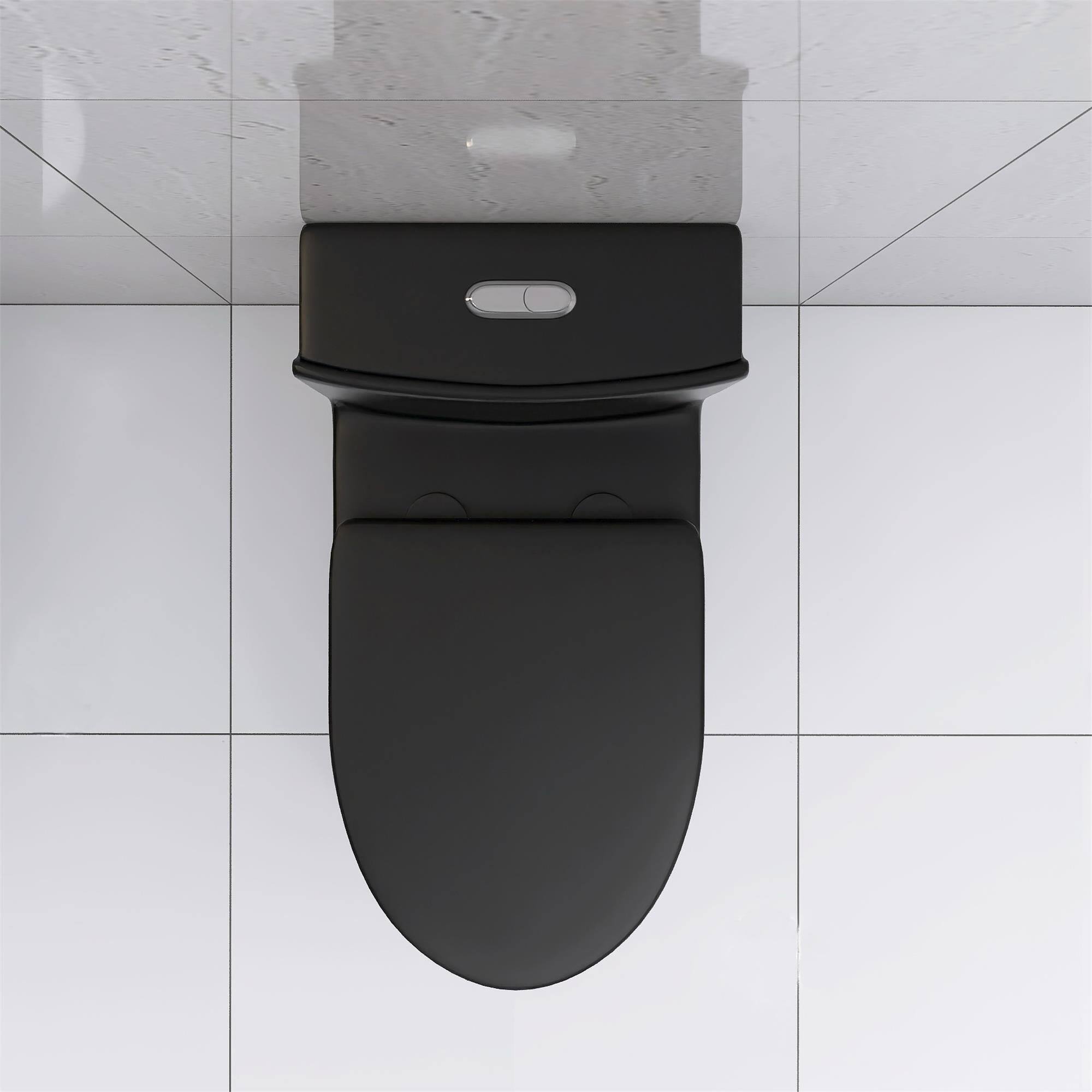 Alt View 2. Boyel Living - Matte Black Elongated One Piece Toilet Dual Flush 1116 GPF Map 1000g Comfort Design Ultra Quiet Easy Clean - Black.