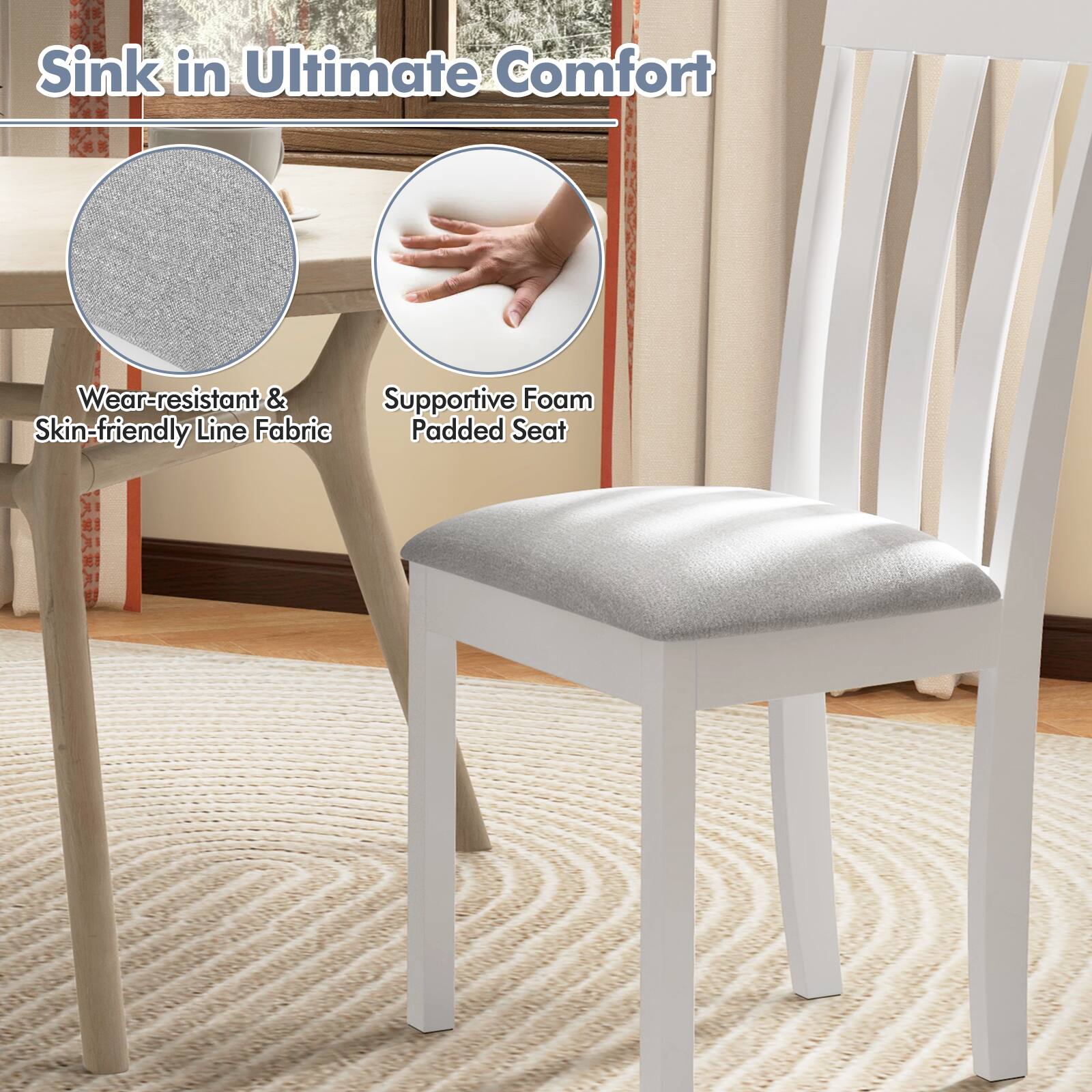 Sink in Ultimate Comfort Wear-resistant & Supportive Foam Skin-friendly Line Fabric Padded Seat
