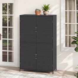 Costway - Outdoor Storage Cabinet with Adjustable Shelves & Anti-Toppling Device for Garden - Black