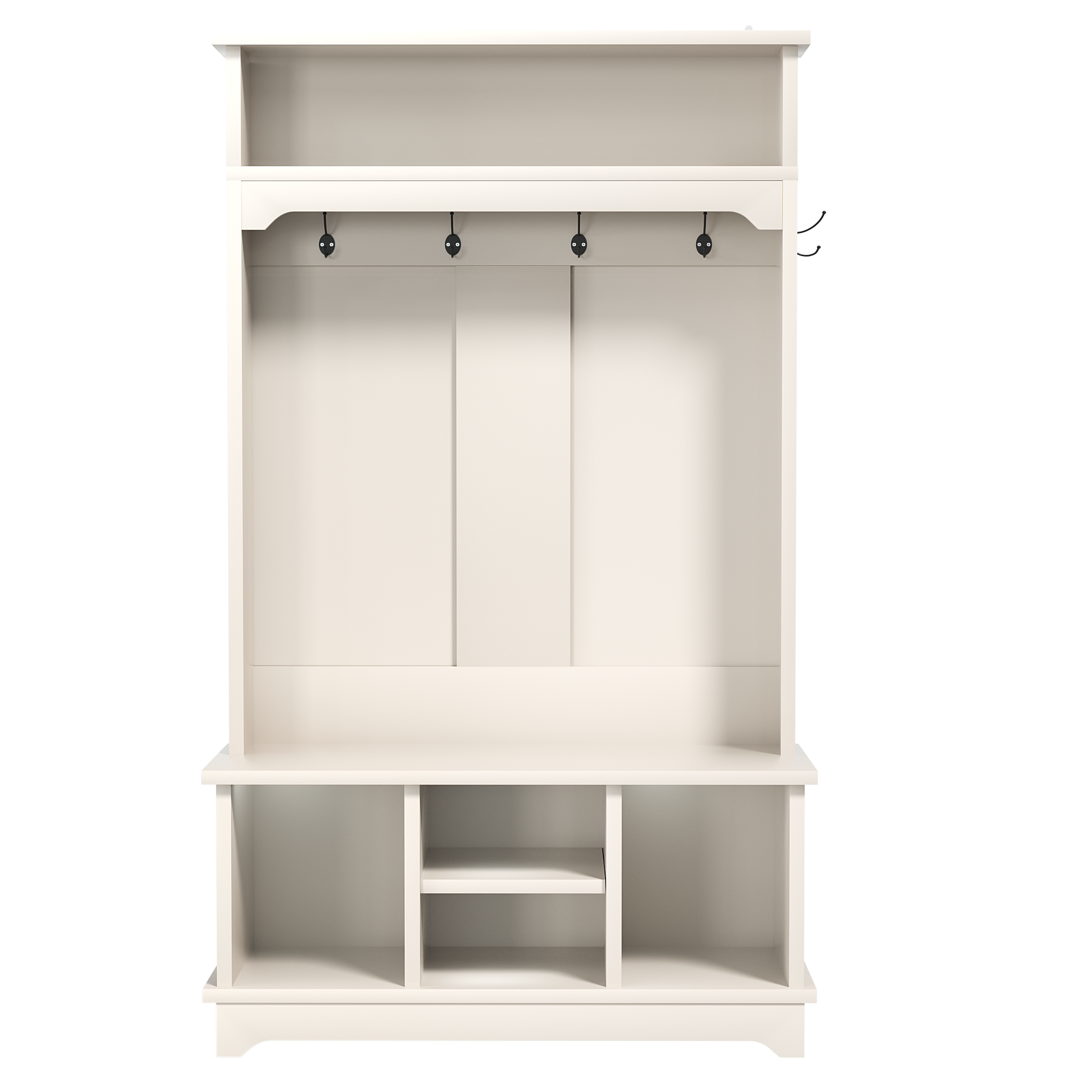 Back. Whisen - Multifunctional Hall Tree with Shoe Storage Bench, Heavy-Duty Entryway Coat Rack Organizer-White - White.
