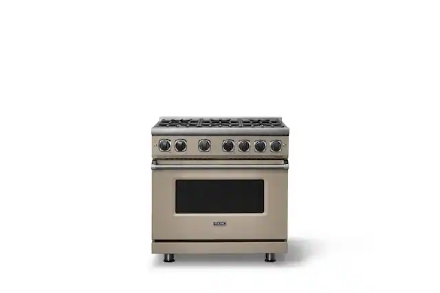 Front. Viking - 36 in. Wide 6 Burner Pro 7 Series 5.6 Cu. Ft. Freestanding Sealed Burner Gas Convection Range - Nantucket - Nantucket.