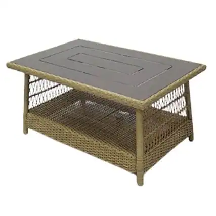 Front. Four Seasons Courtyard - Four Seasons Courtyard Positano 40" x 26" Outdoor Wicker Coffee Table, Brown - Brown.